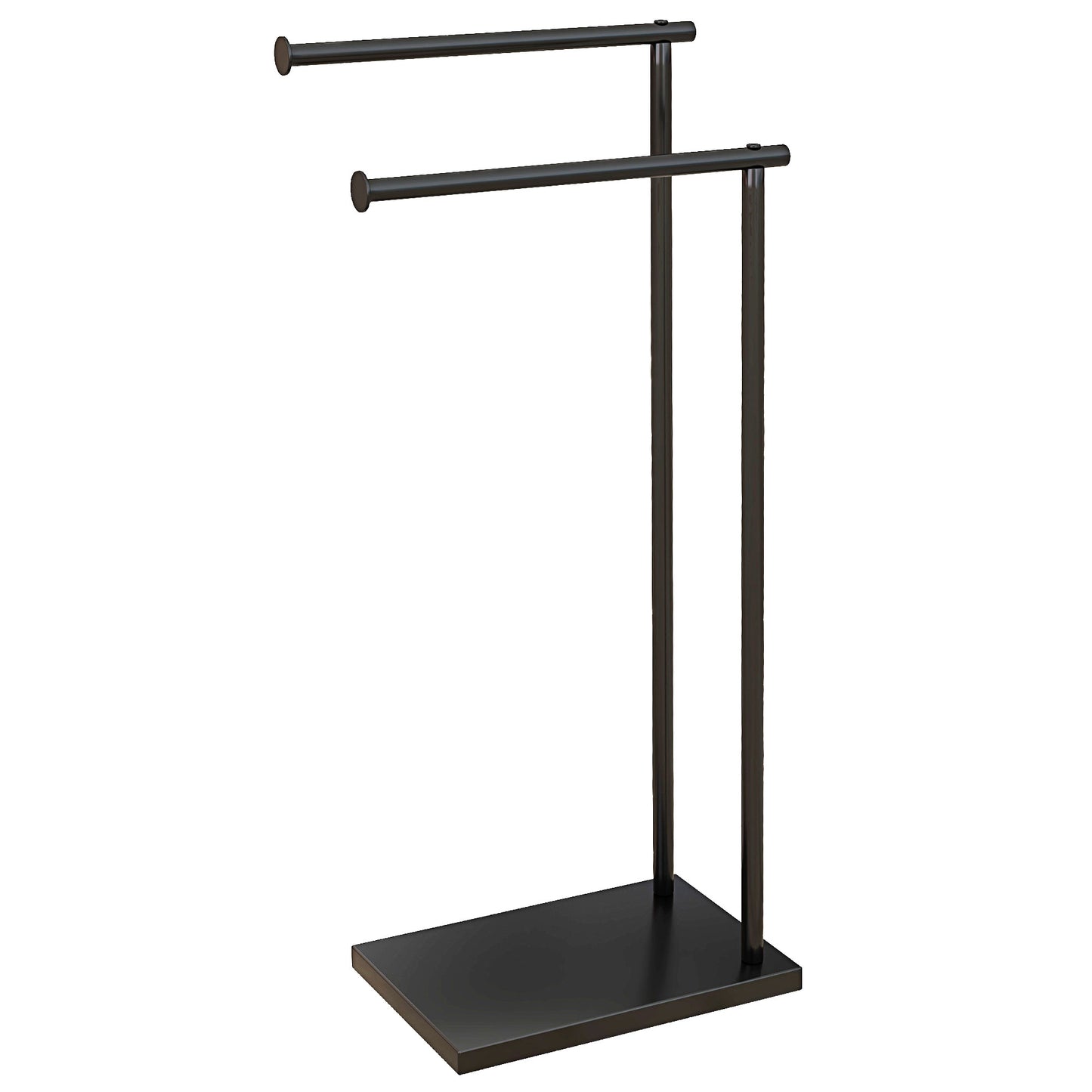 Freestanding Towel Rack with 2 Bars, Black Metal 35.5x20x78 cm