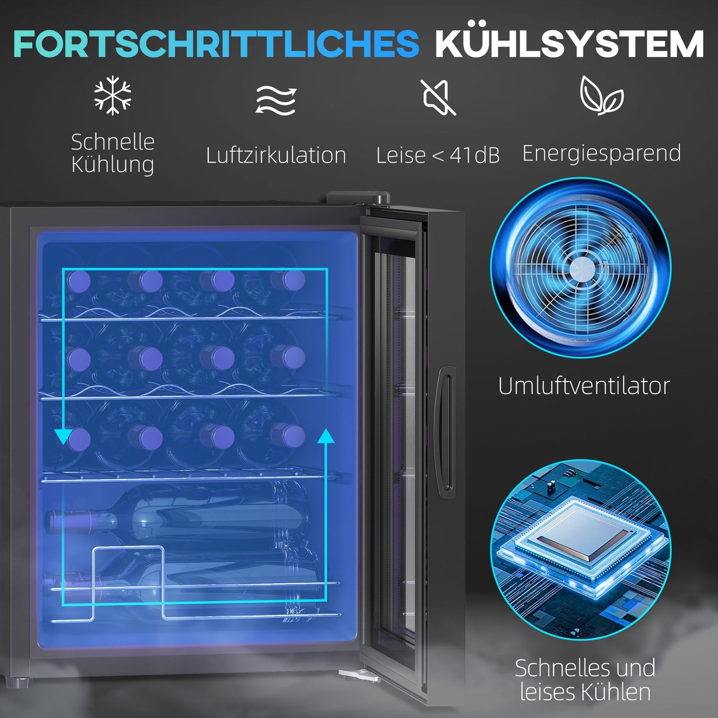 Freestanding Wine Fridge, 16 Bottles, Touchscreen, LED