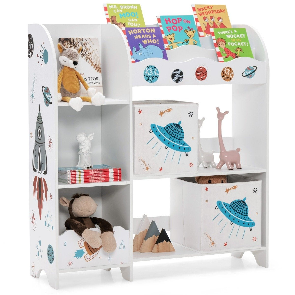 Freestanding children's room cupboard 3-tier children's room shelf UFO white