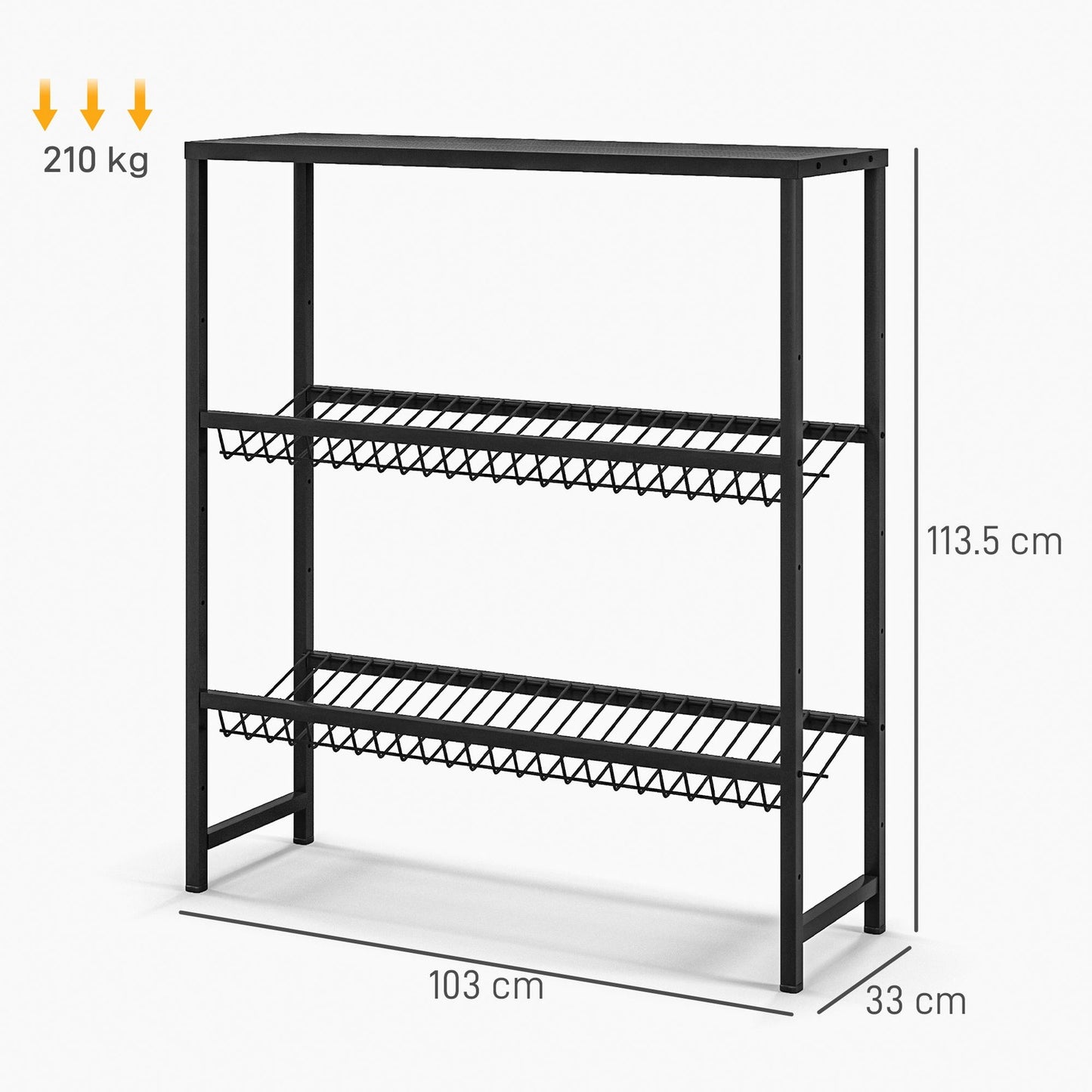 Freestanding 3-tier drink box stand, adjustable shelves