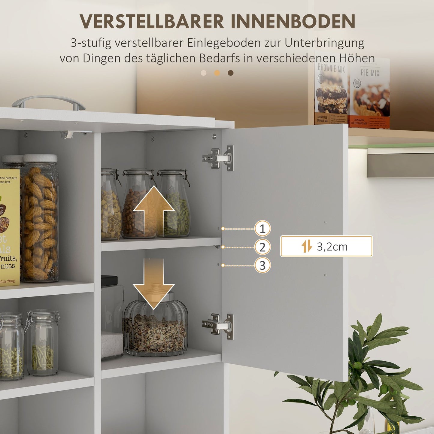 White Freestanding Kitchen Cabinet, 89x39.5x168 cm, MDF