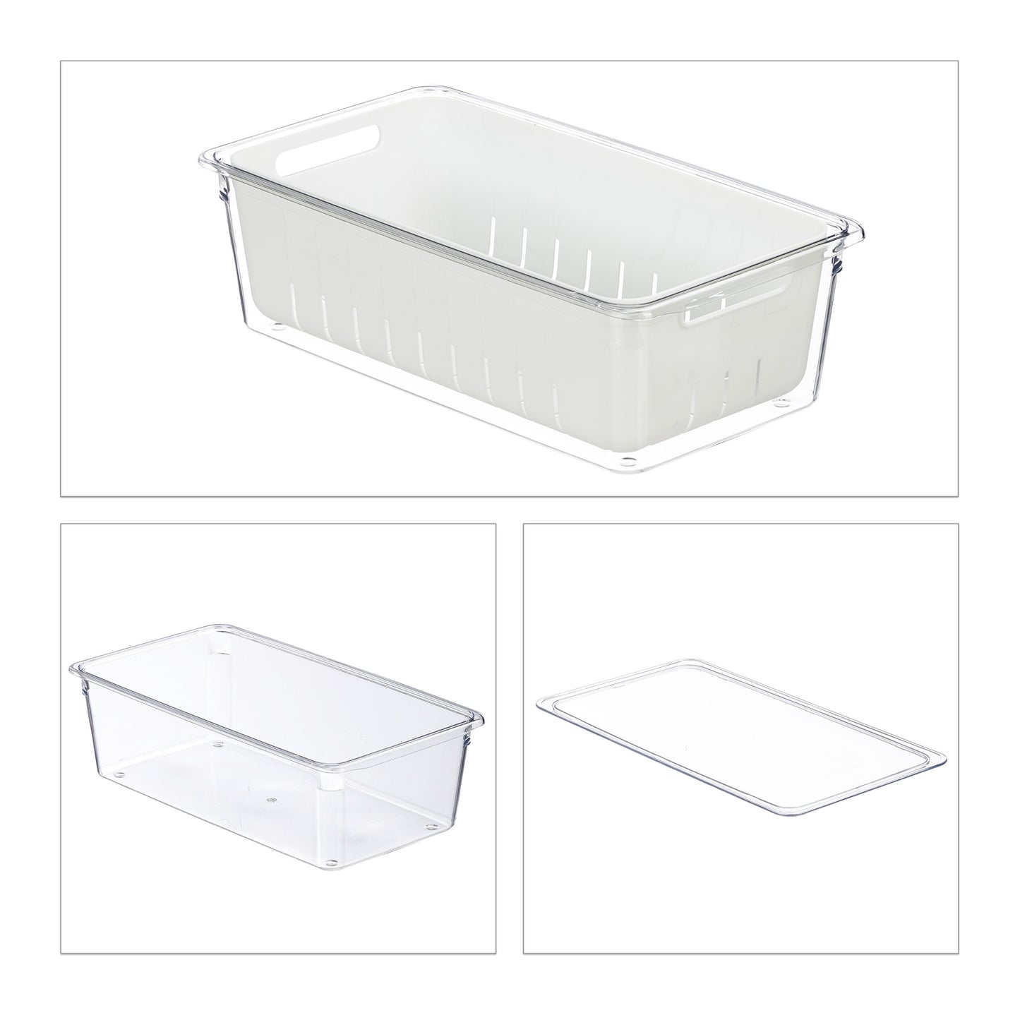 Fridge Organizer with Removable Drainage Basket