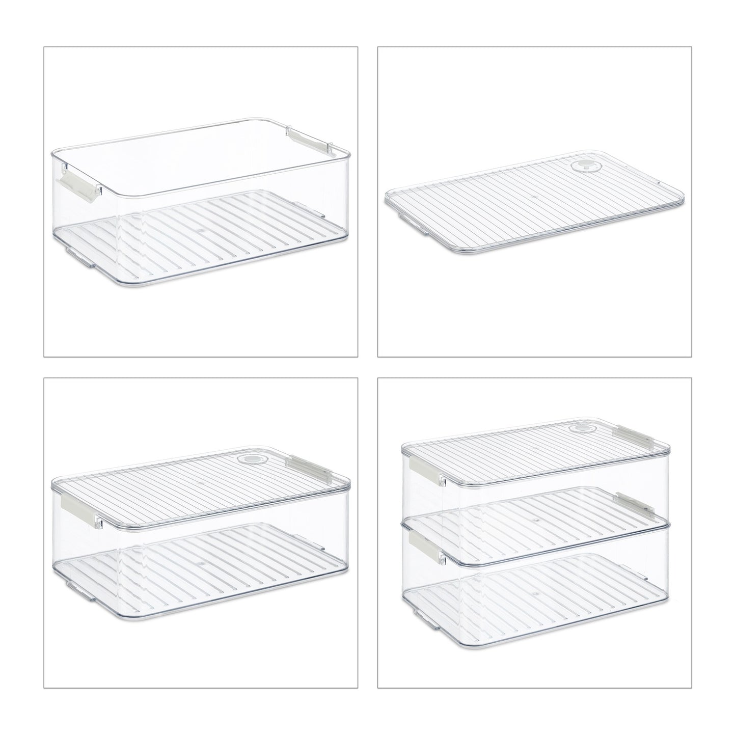 Fridge Storage Boxes with Lids, Set of 2, Date Display