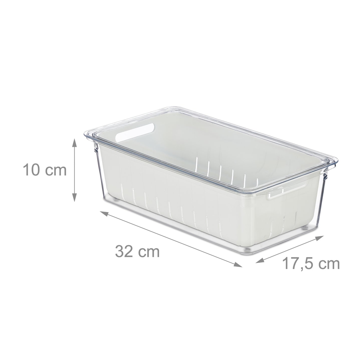 Fridge Storage Containers with Drainage Basket, Set of 4