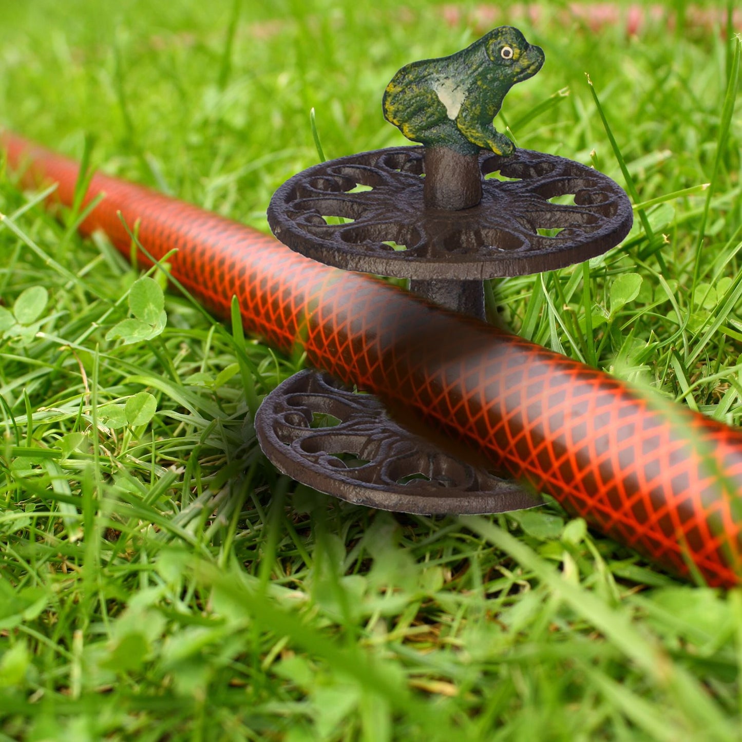 Frog for controlling garden hose