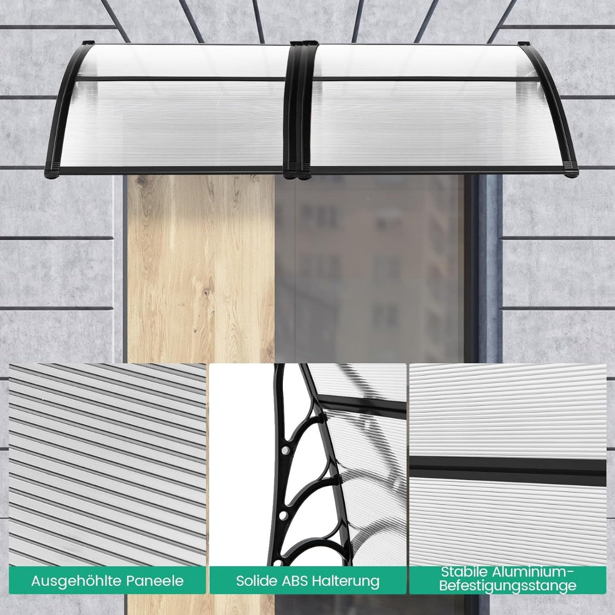 Front Door Awning 150x100 cm, Aluminum & Polycarbonate