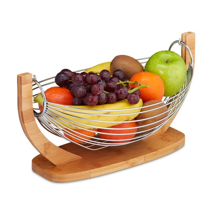 Fruit Basket Bamboo Stainless Steel