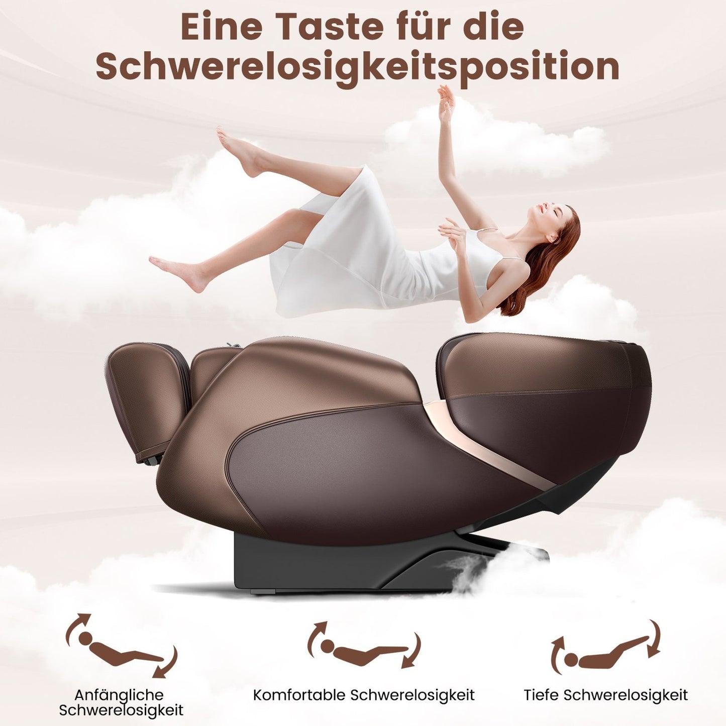 Full Body Massage Chair, Zero Gravity, Heat, Brown