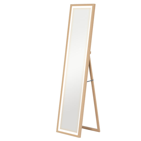 Full-Length LED Mirror, 40x160 cm, Touch Control, Oak