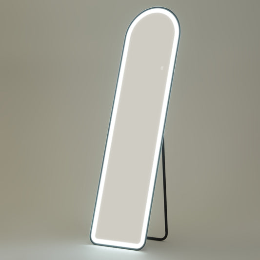 Standing full-length mirror, LED light, Touch Switch, Black