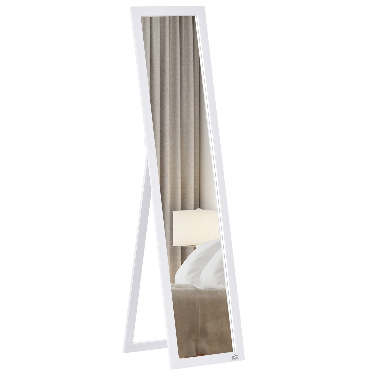 Full-length mirror 154x37cm with stand - white frame