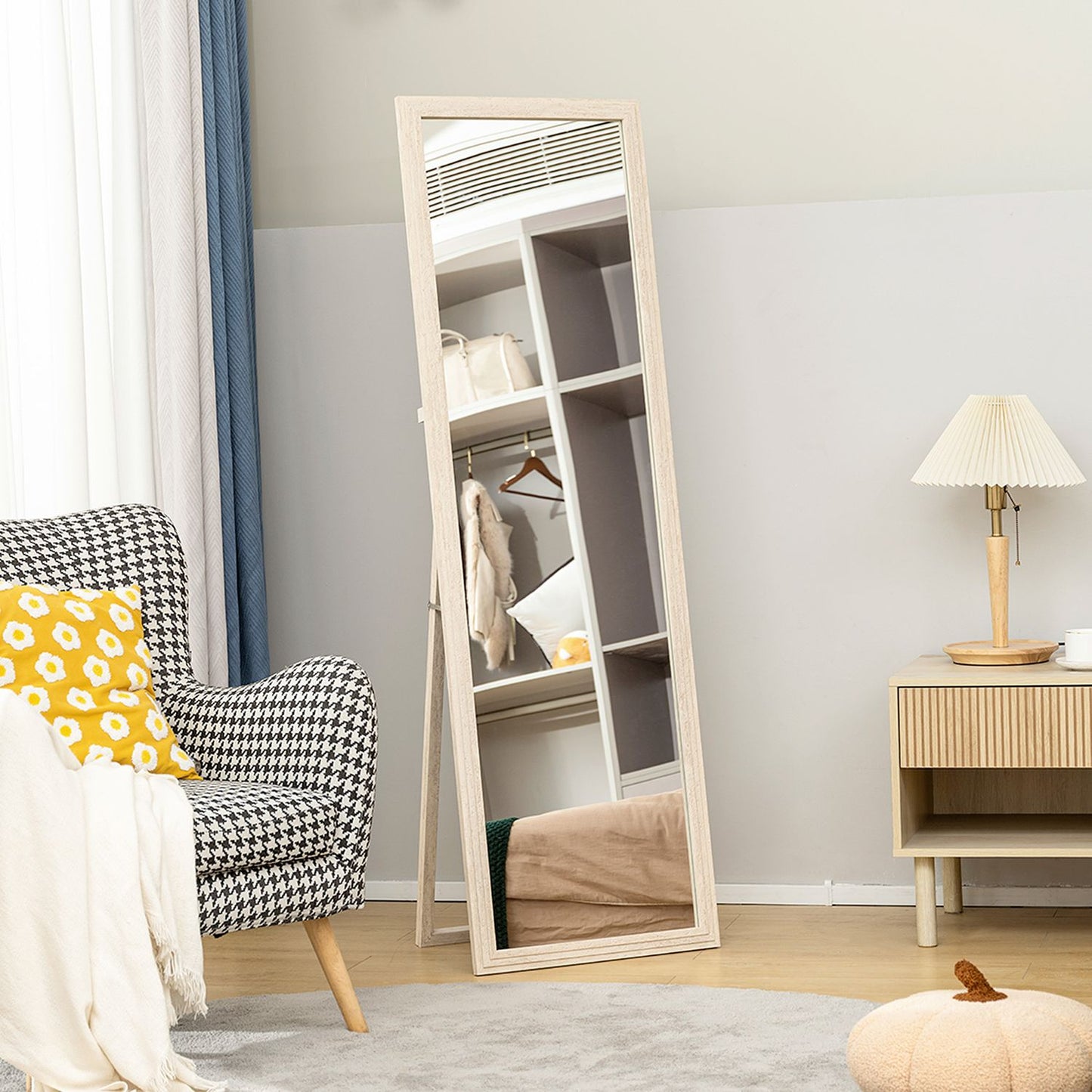Full-Length Mirror, 160x50 cm, Rectangular, White Frame