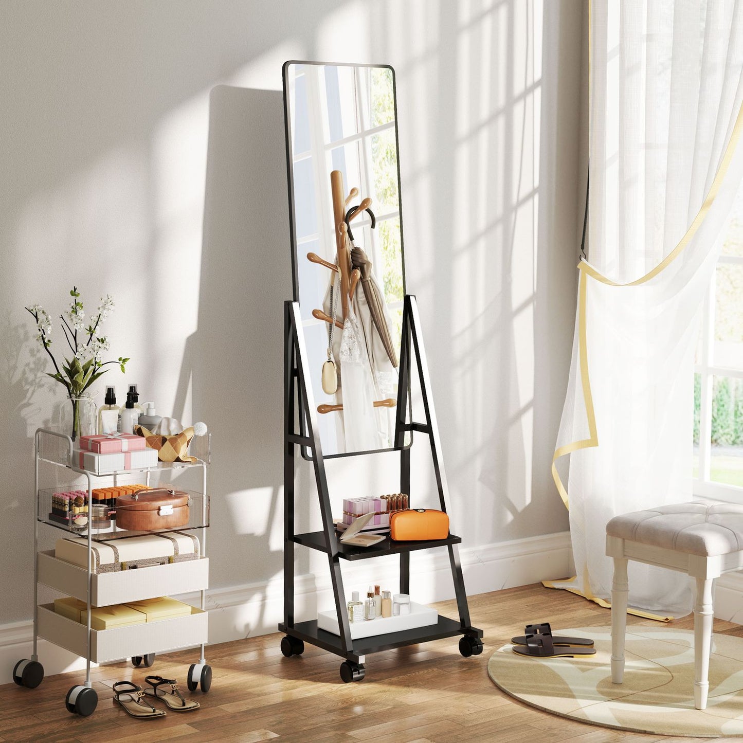 Standing full-length mirror, 42 x 155 cm, black