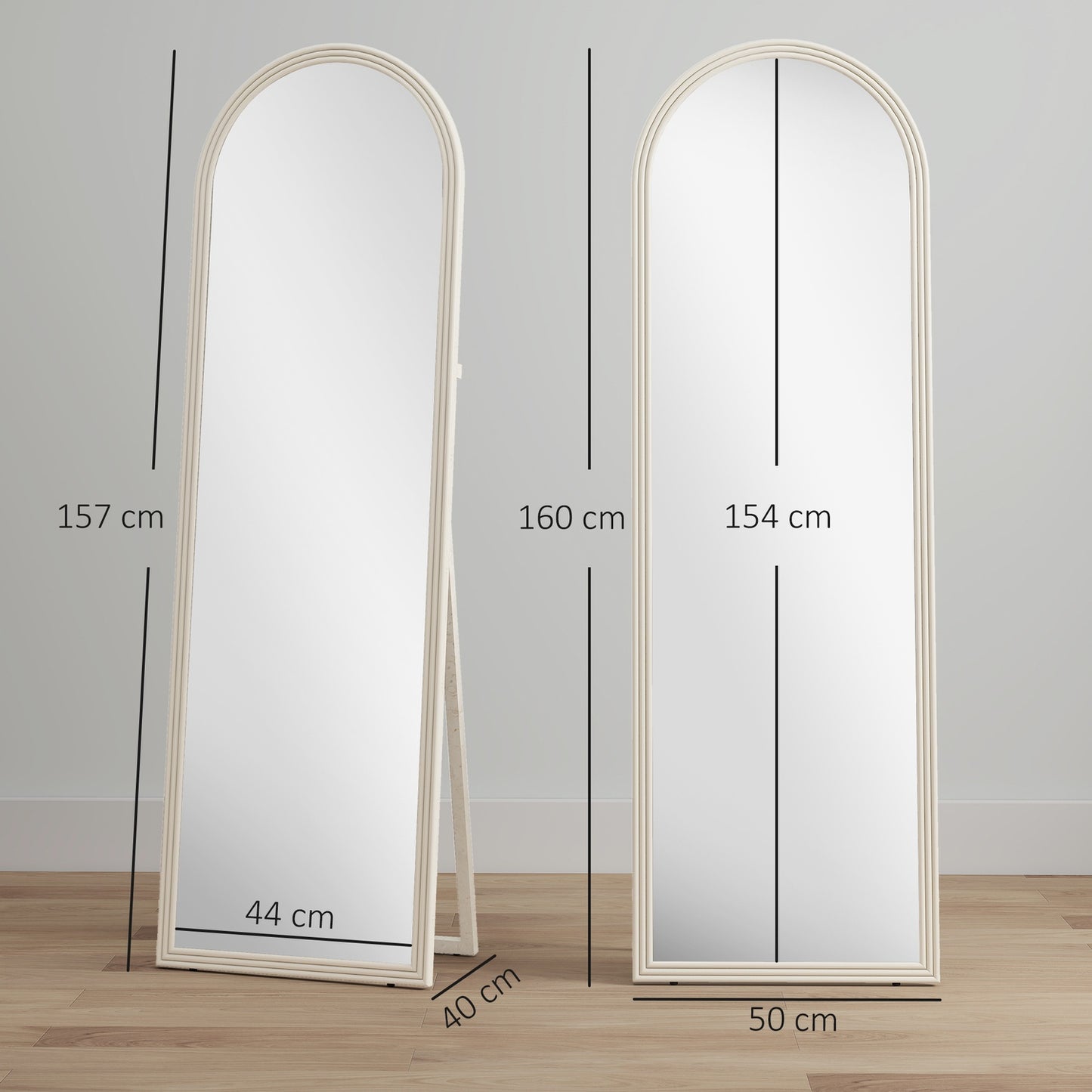Full-Length Mirror, 50x160 cm, Freestanding, Wall-Mount
