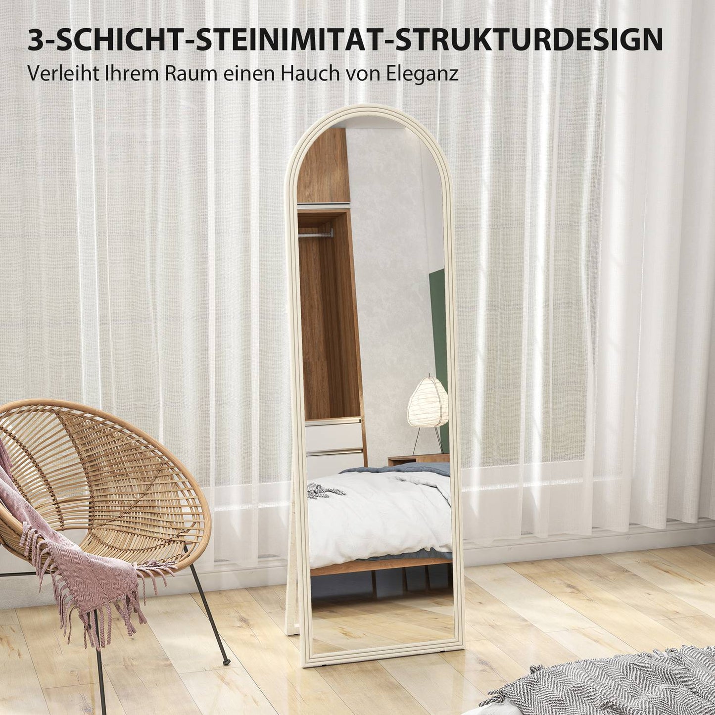 Full-Length Mirror, 50x160 cm, Freestanding, Wall-Mount