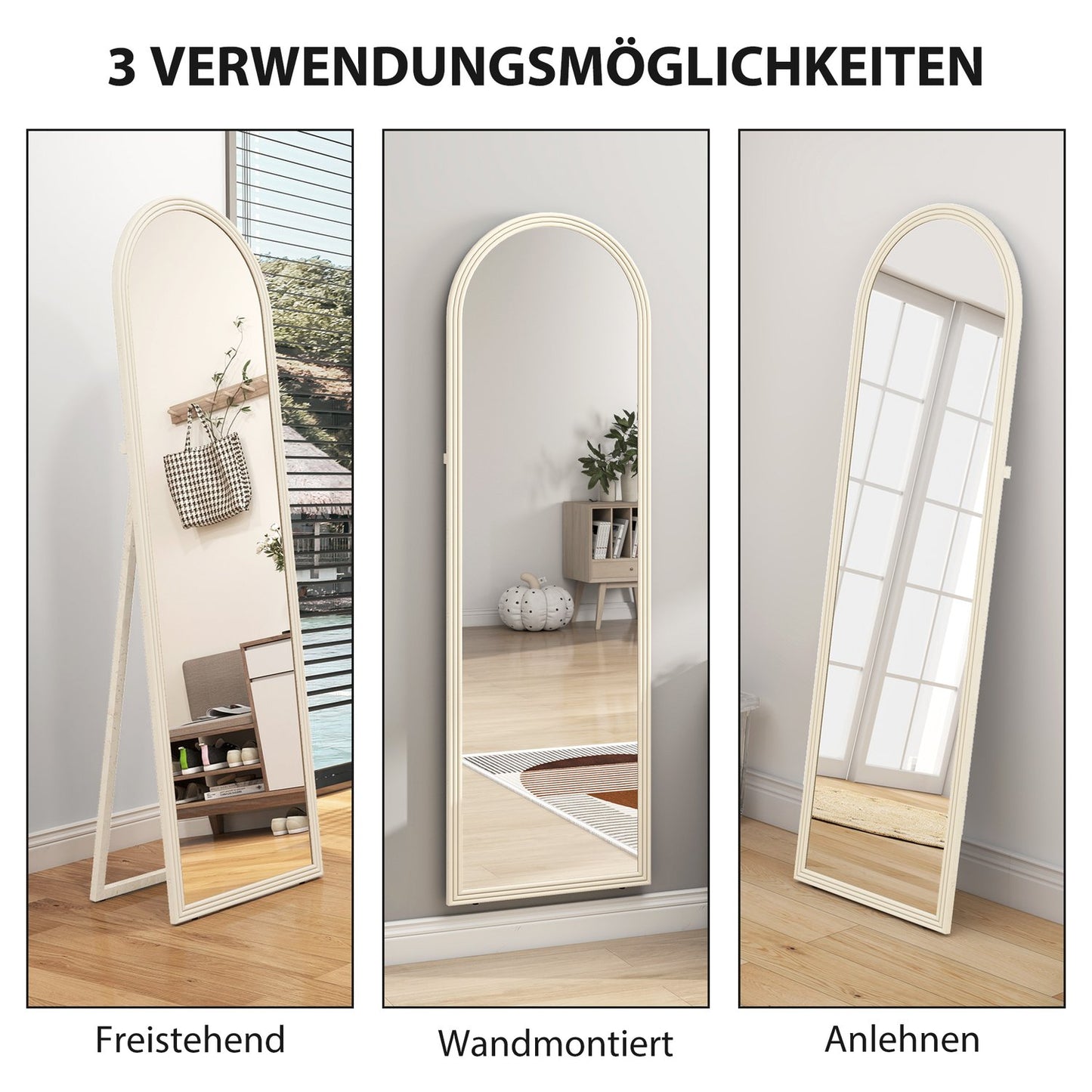 Full-Length Mirror, 50x160 cm, Freestanding, Wall-Mount