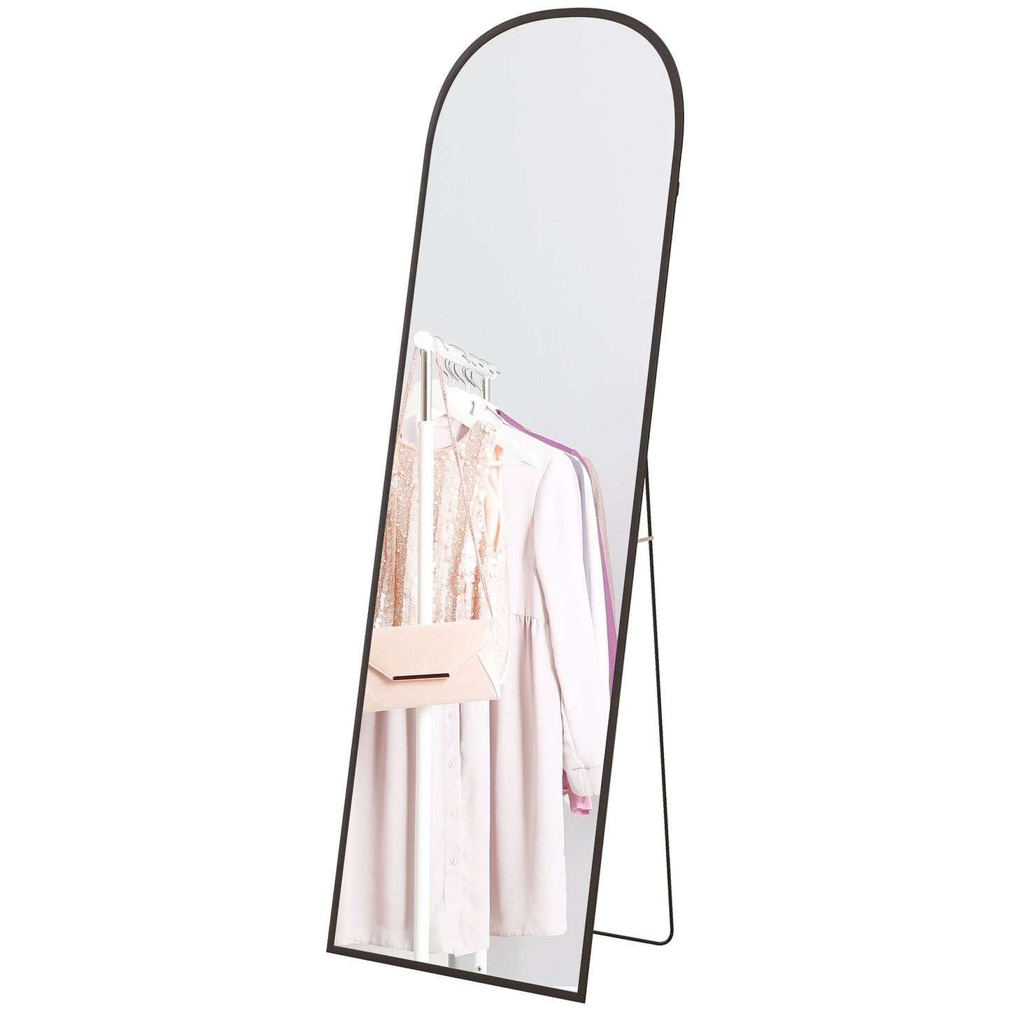 Full Length Standing Mirror with Stand, Black 64""x20""