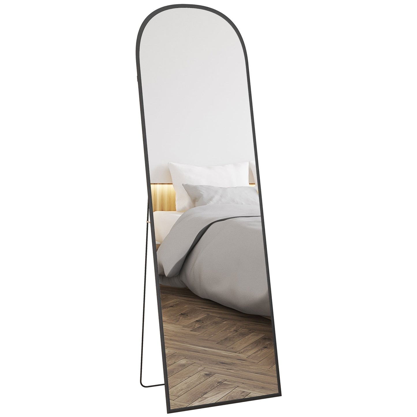 Full Length Standing Mirror with Stand, Black 64""x20""