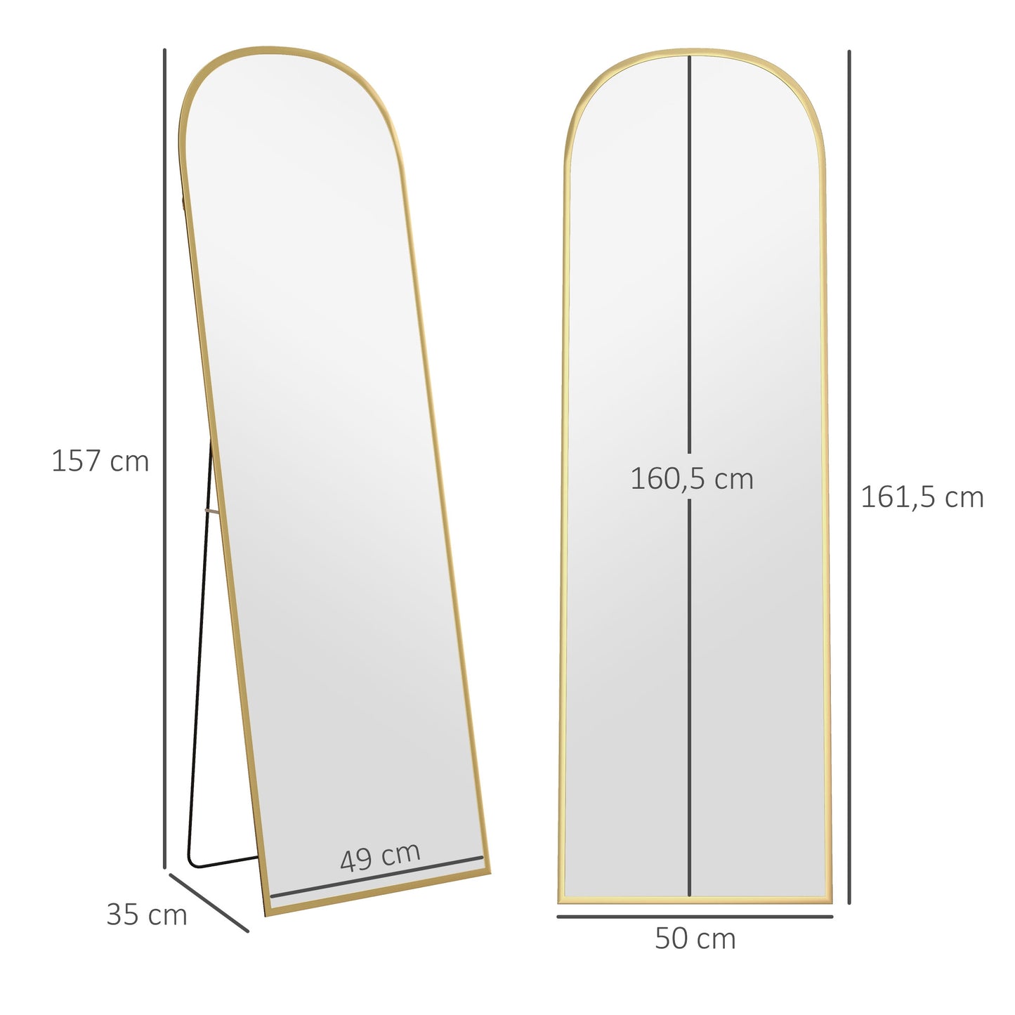 Full-Length Mirror, Gold, 50 x 161.5 cm, Aluminum Frame