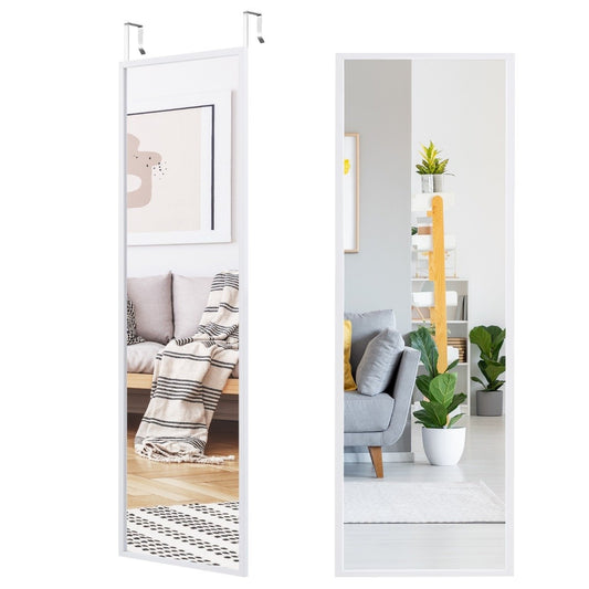 Full Length Mirror Wall Mirror Door Mirror Full Length Mirror Hanging Mirror 36.5 x 1.5 x 107 cm White