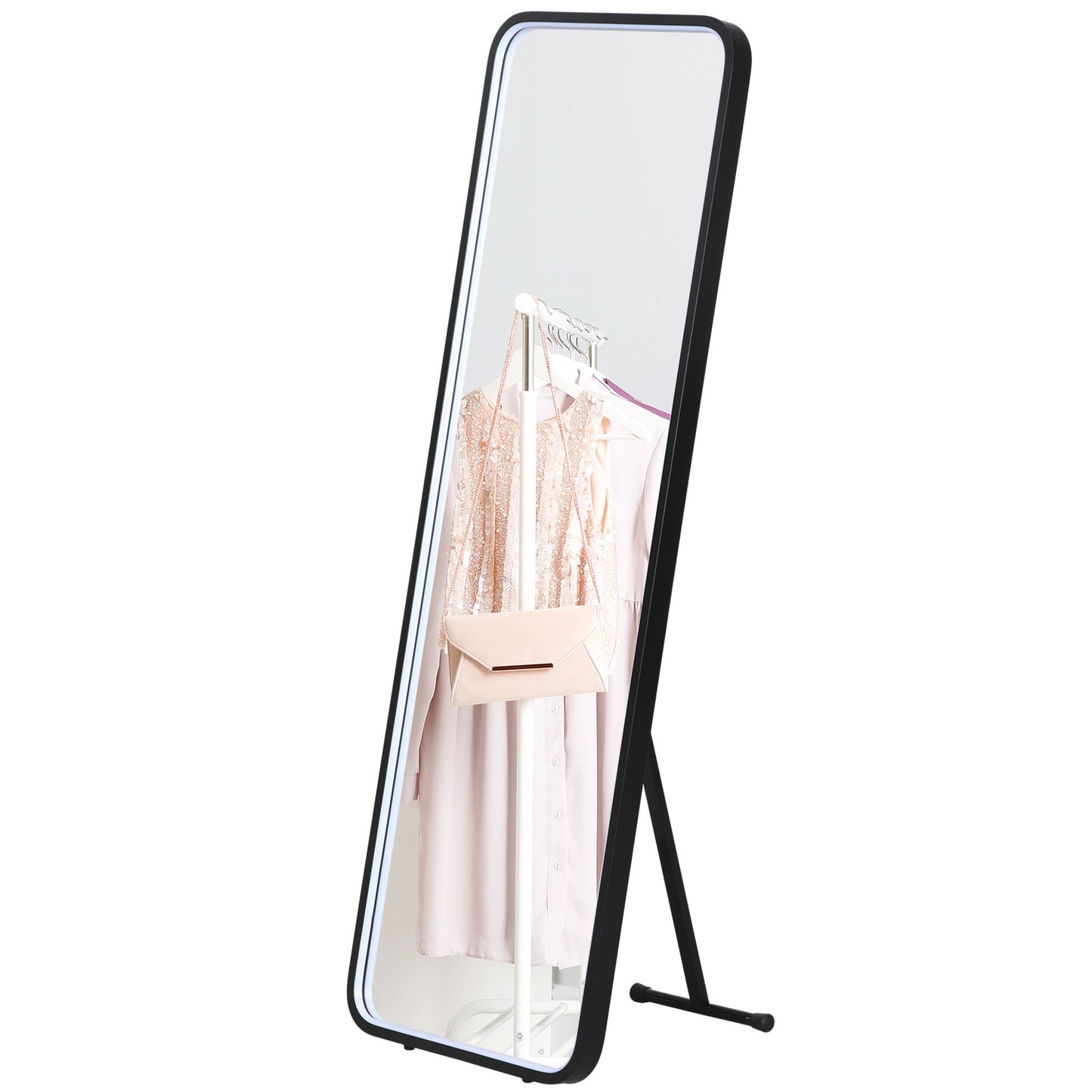 Dimmable full-length LED mirror, Touch Switch, Black, 46x146 Cm