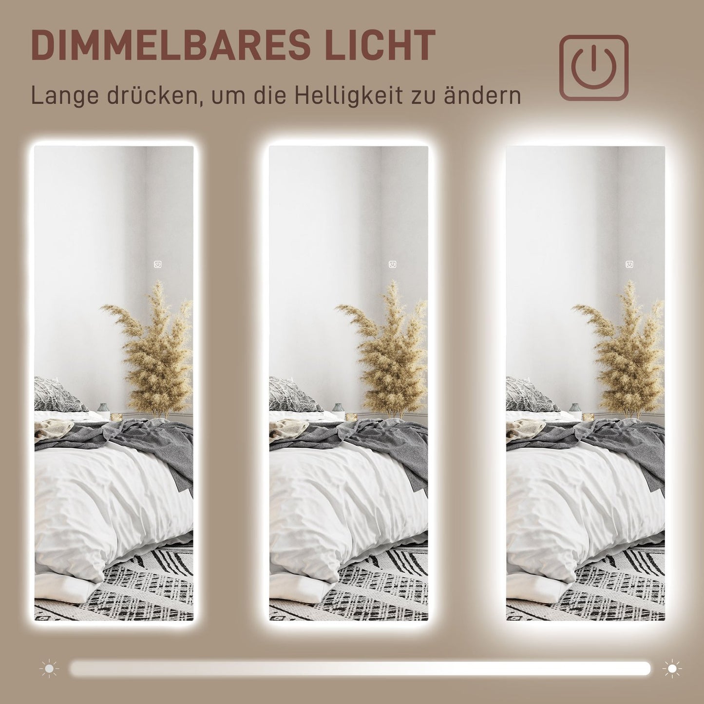 Floor mirror with LED light, Touch Control, 40x120 cm