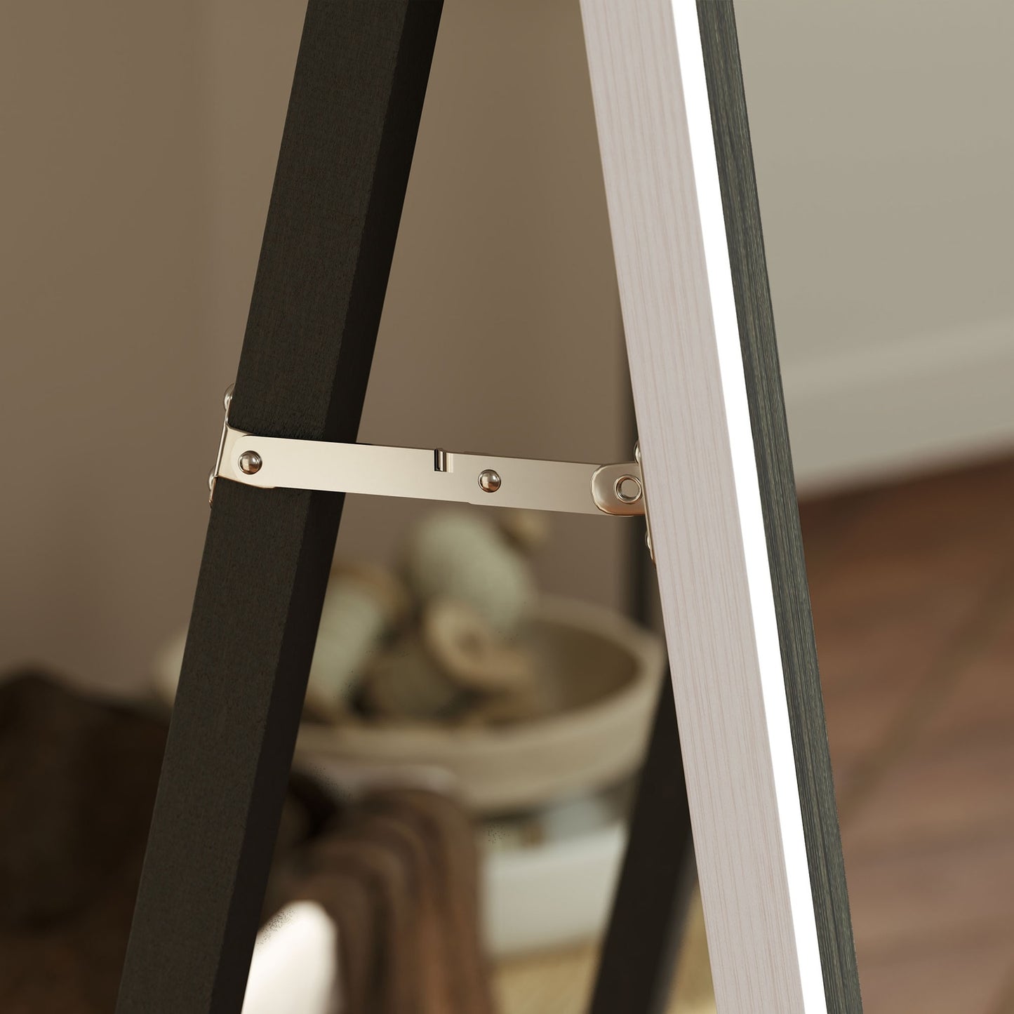 Full-length mirror, MDF frame, shatter-proof film, 162.6 x 53.3 cm, grey