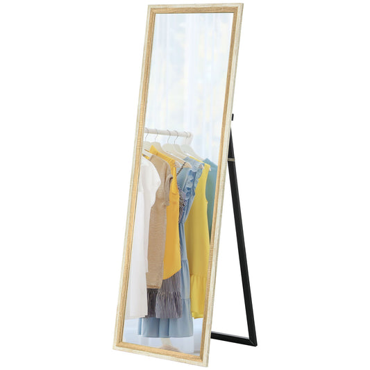 Full-length mirror, MDF frame, shatter-proof film, 162.6 x 53.3 cm, natural wood
