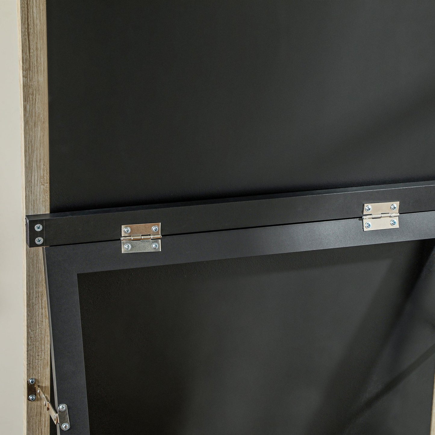 Full-length mirror, MDF frame, shatter-proof film, 162.6 x 53.3 cm, natural wood
