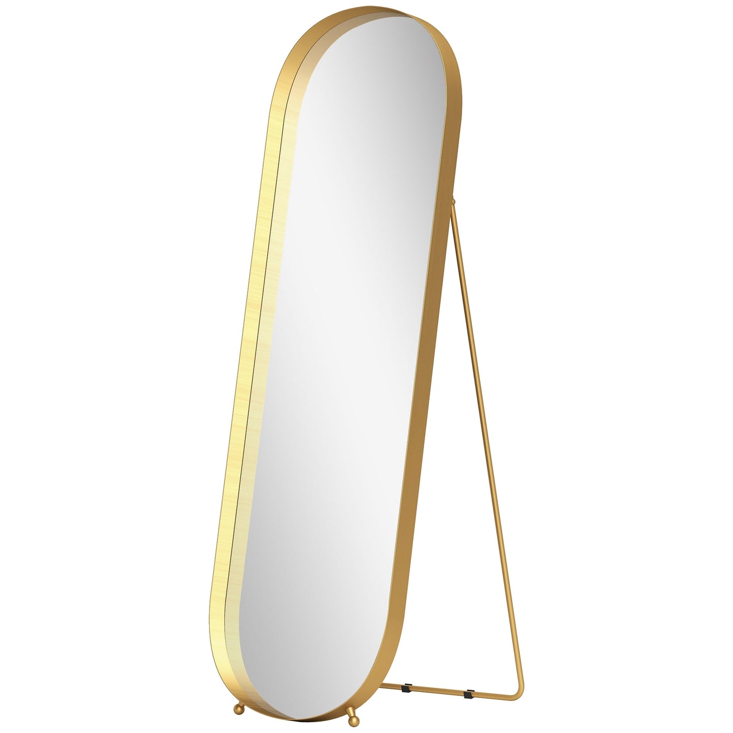 Full-length mirror with metal frame, 160 x 50 cm, gold-colored frame, for living room, bedroom