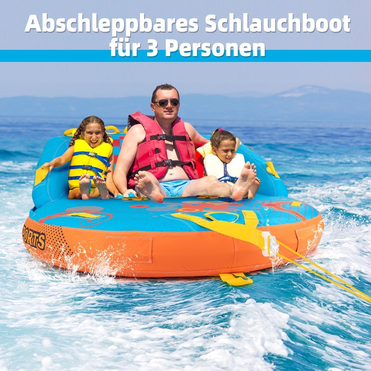 Funtube for 3 people Towable tube for sitting and kneeling Formula tube for boat