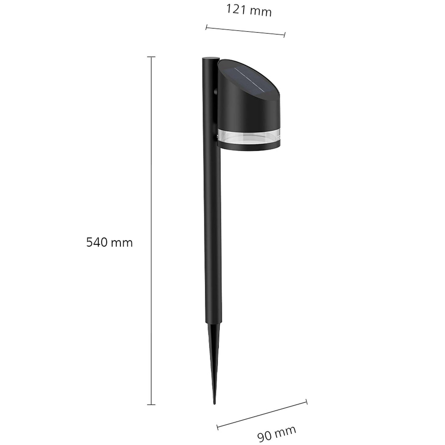 Fyve Garden Lamp Angled Solar Cell Ultra Efficient LED 200lm Black