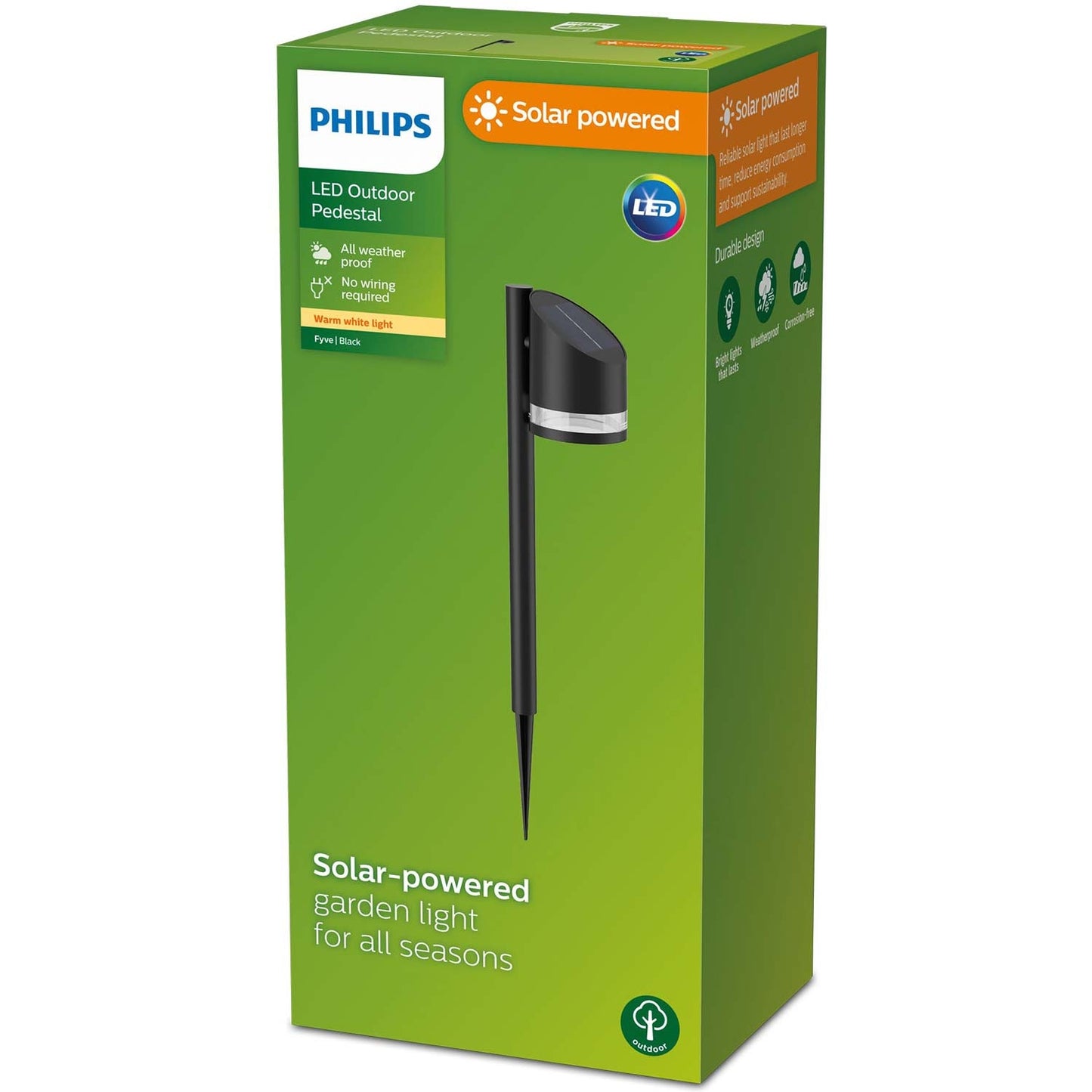 Fyve Garden Lamp Angled Solar Cell Ultra Efficient LED 200lm Black