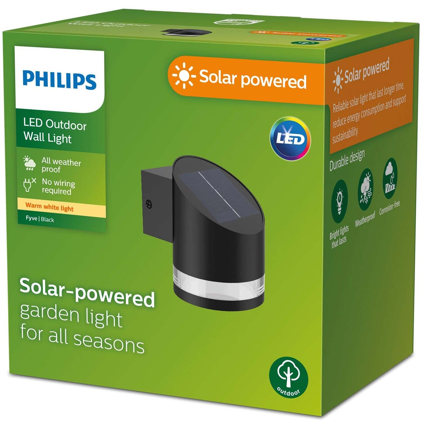 Fyve Wall Lamp Angled Solar Cell Ultra Efficient LED 200lm Black