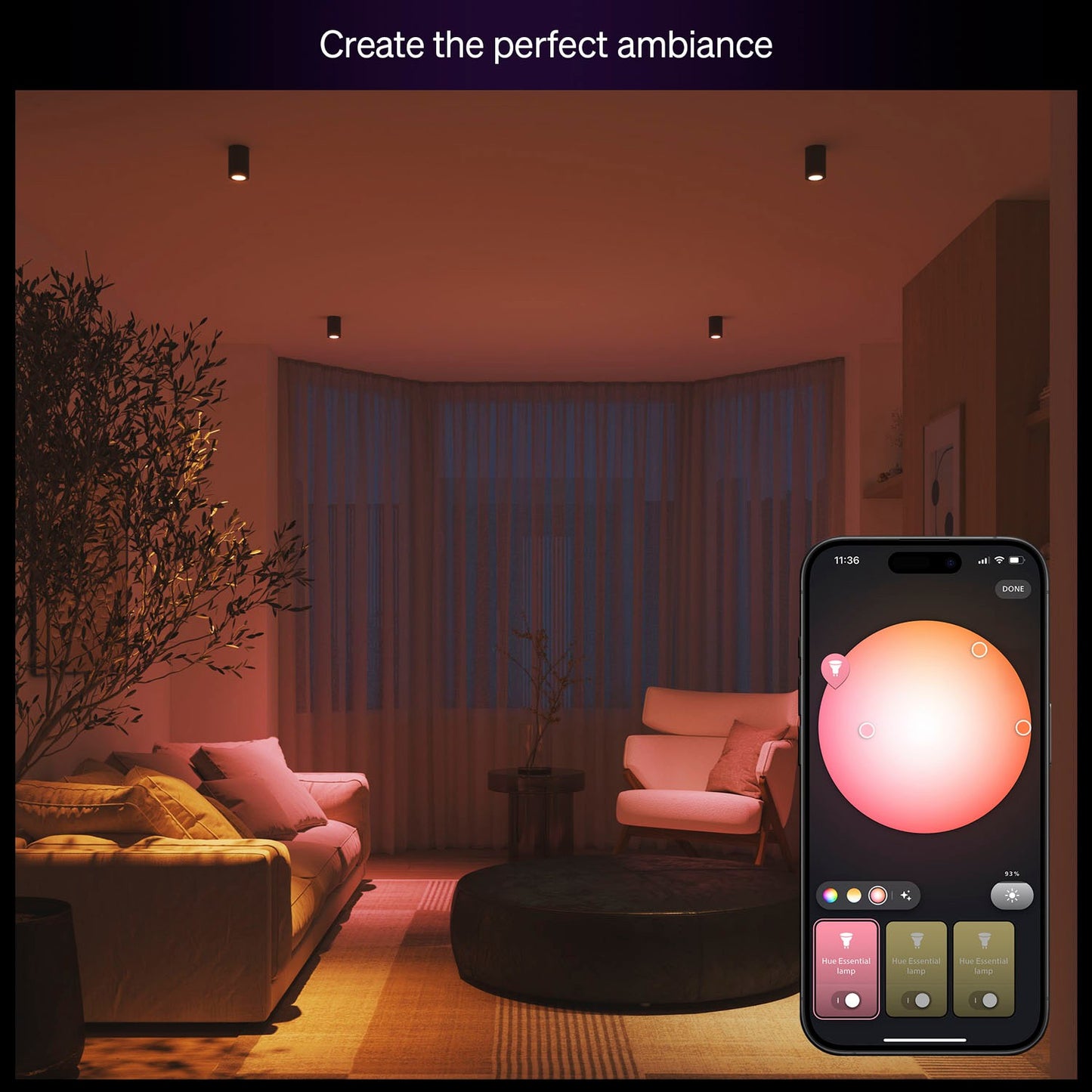 GU10 50W LED Bulb, White & Color Ambiance, 345lm
