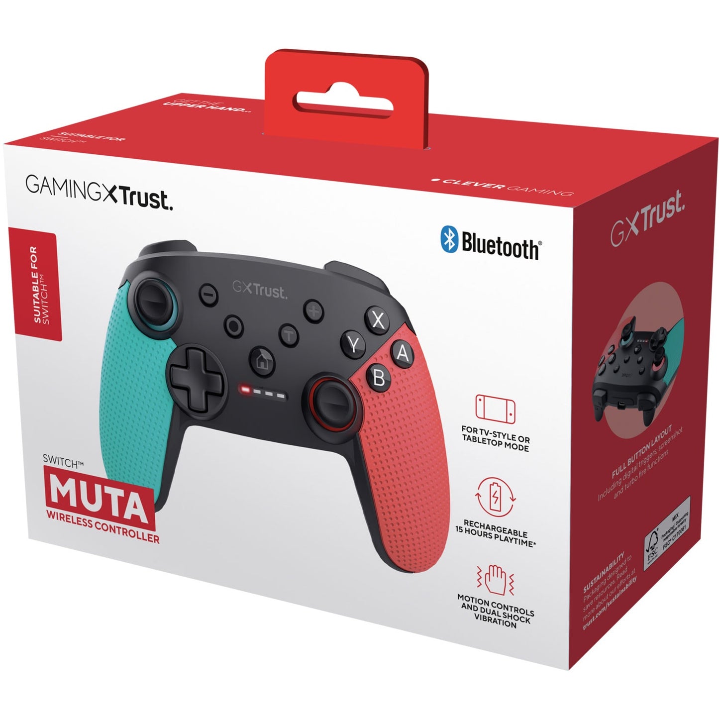 GXT 1246B Muta Wireless Controller Nintendo Switch/Switch 2 Blue/Red