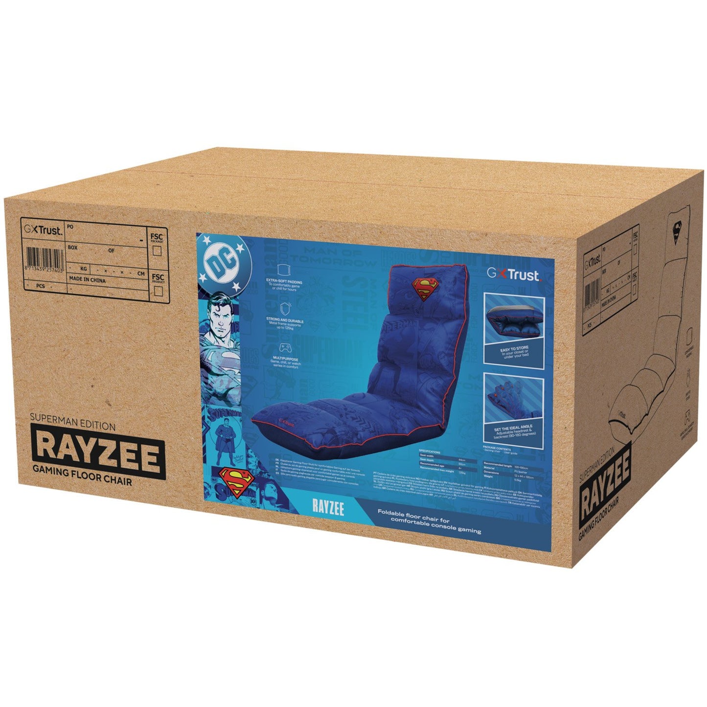 GXT 718SM Rayzee Floor Gaming Chair Black Superman
