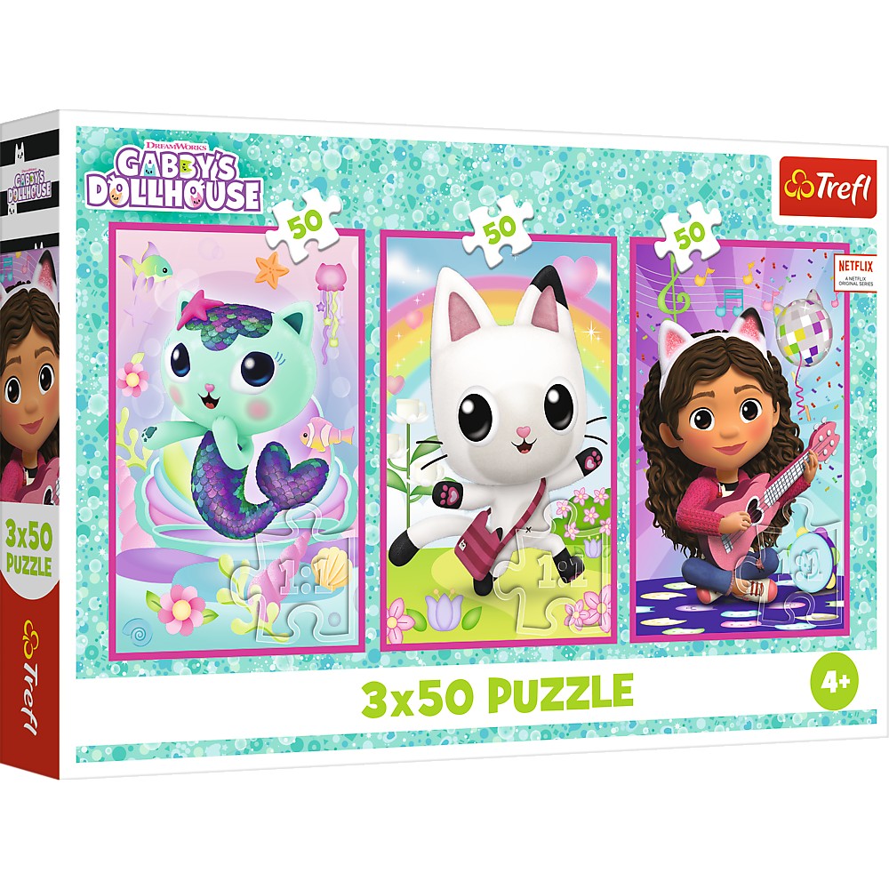 Gabby's Dollhouse Puzzle Set, 3x50 Pieces, Fun for Kids