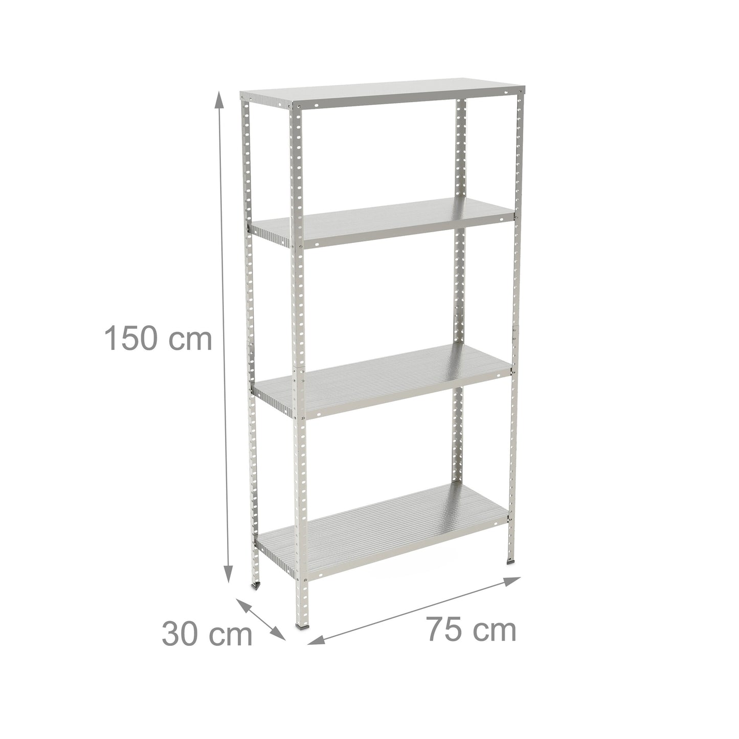 Galvanised Metal Storage Rack with 4 Adjustable Shelves