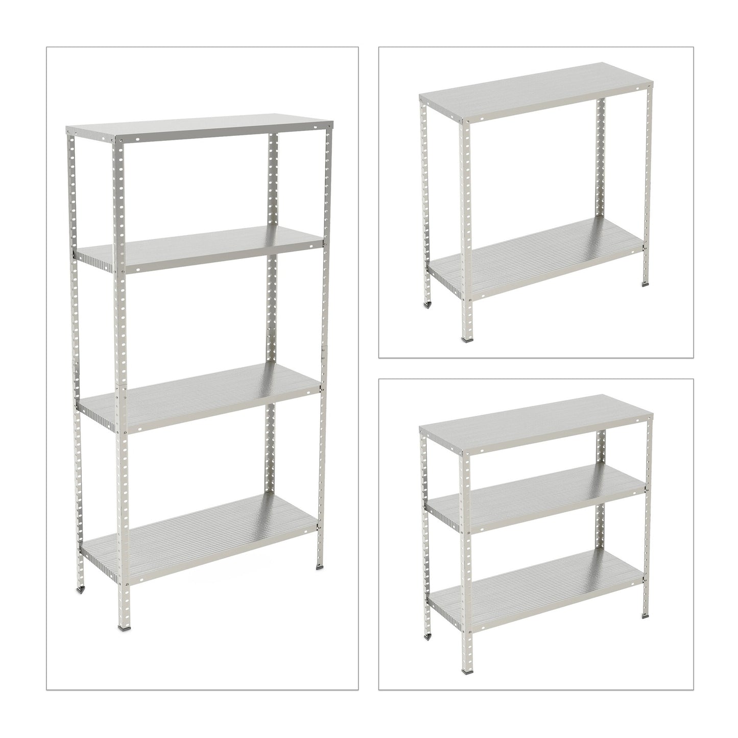 Galvanised Metal Storage Rack with 4 Adjustable Shelves