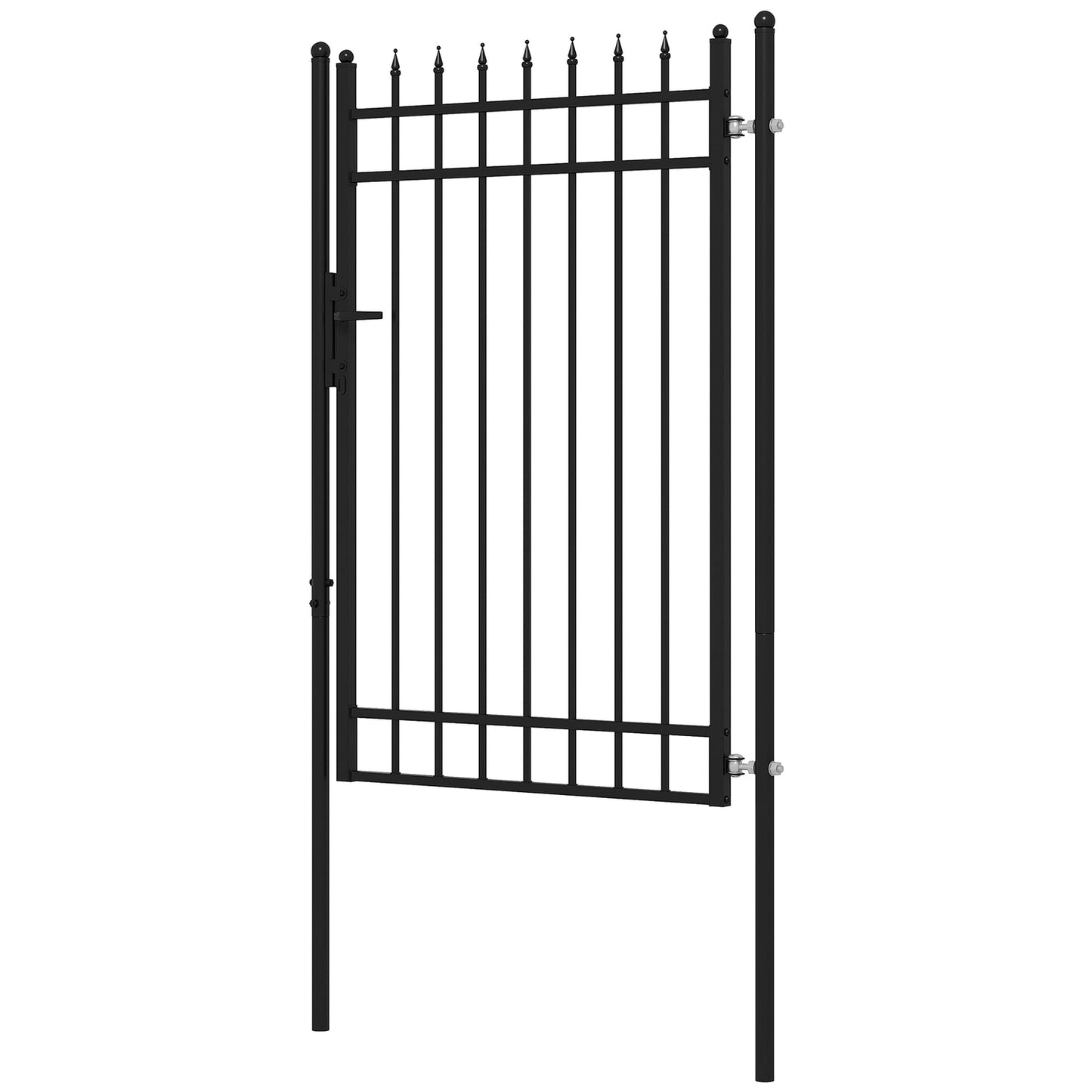 Garden gate in black galvanized steel with lock and handle, 107x204 cm