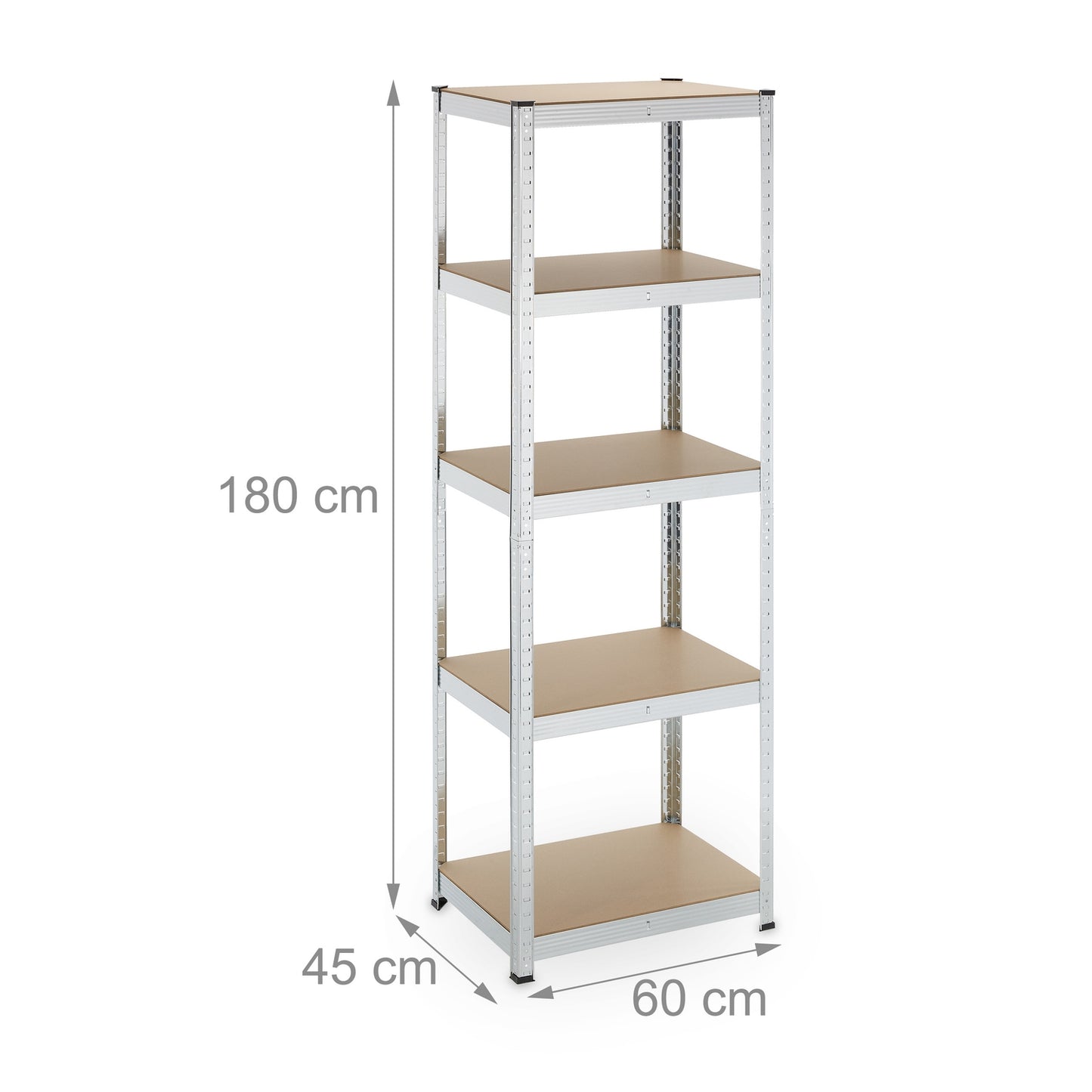 Galvanized shelves for heavy loads with 5 levels