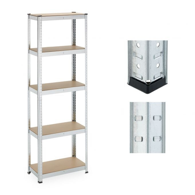 Galvanized shelves for heavy loads with 5 levels