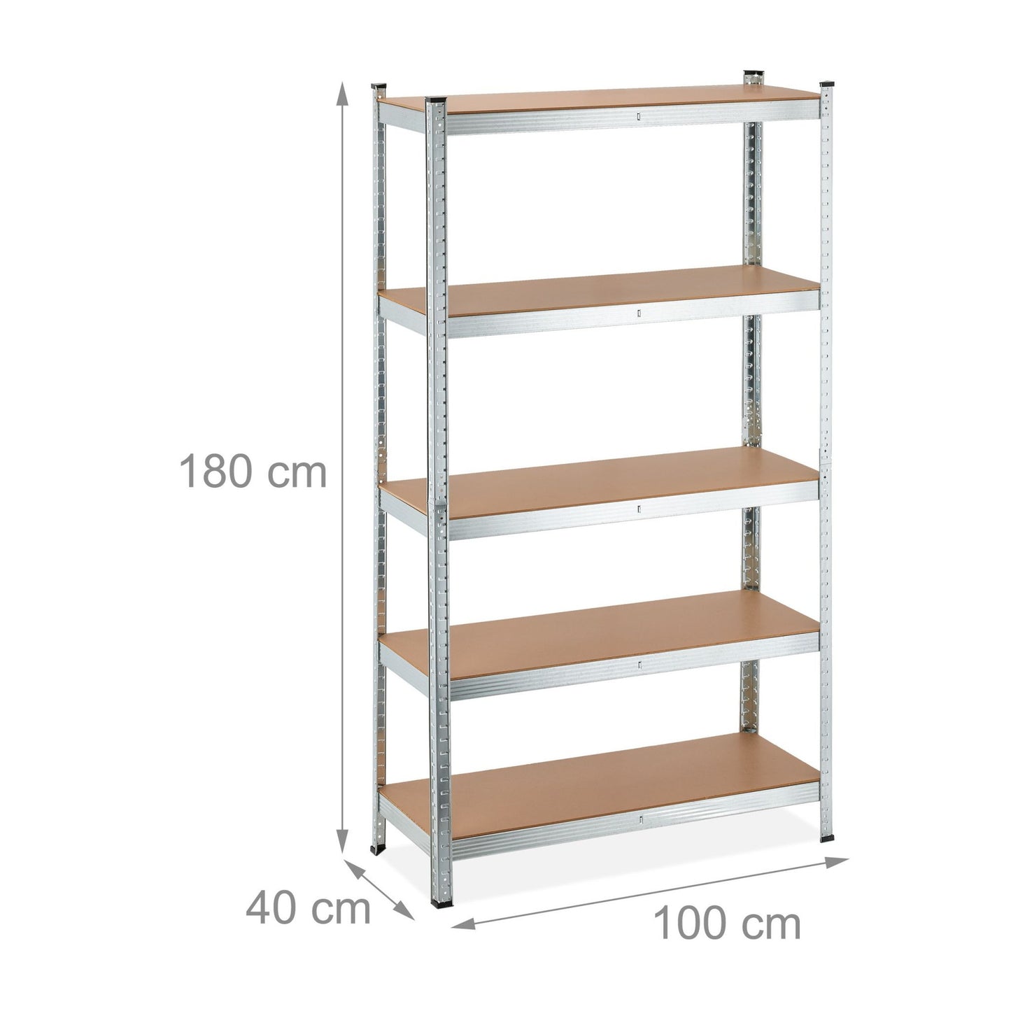 Galvanized shelves for heavy loads with 5 levels
