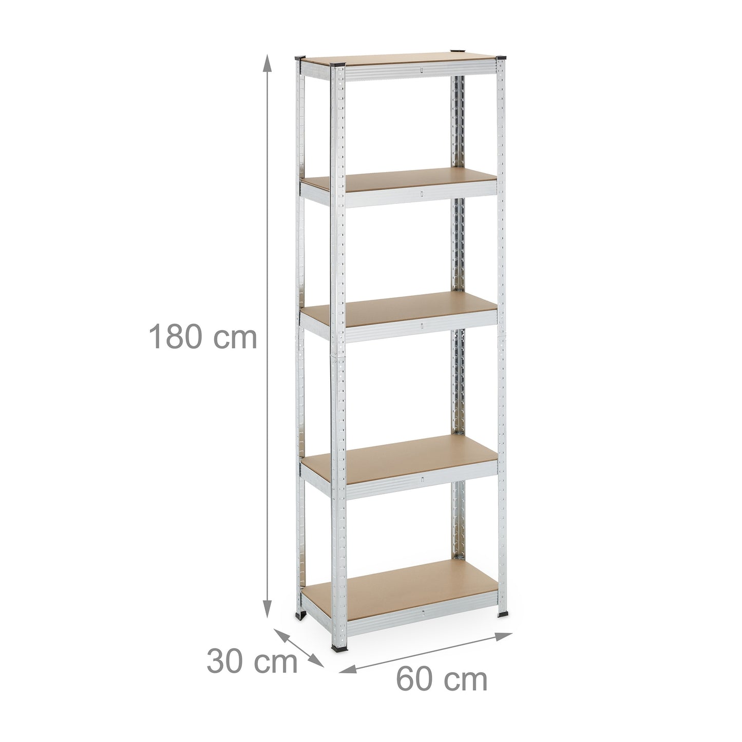 Galvanized shelves for heavy loads with 5 levels