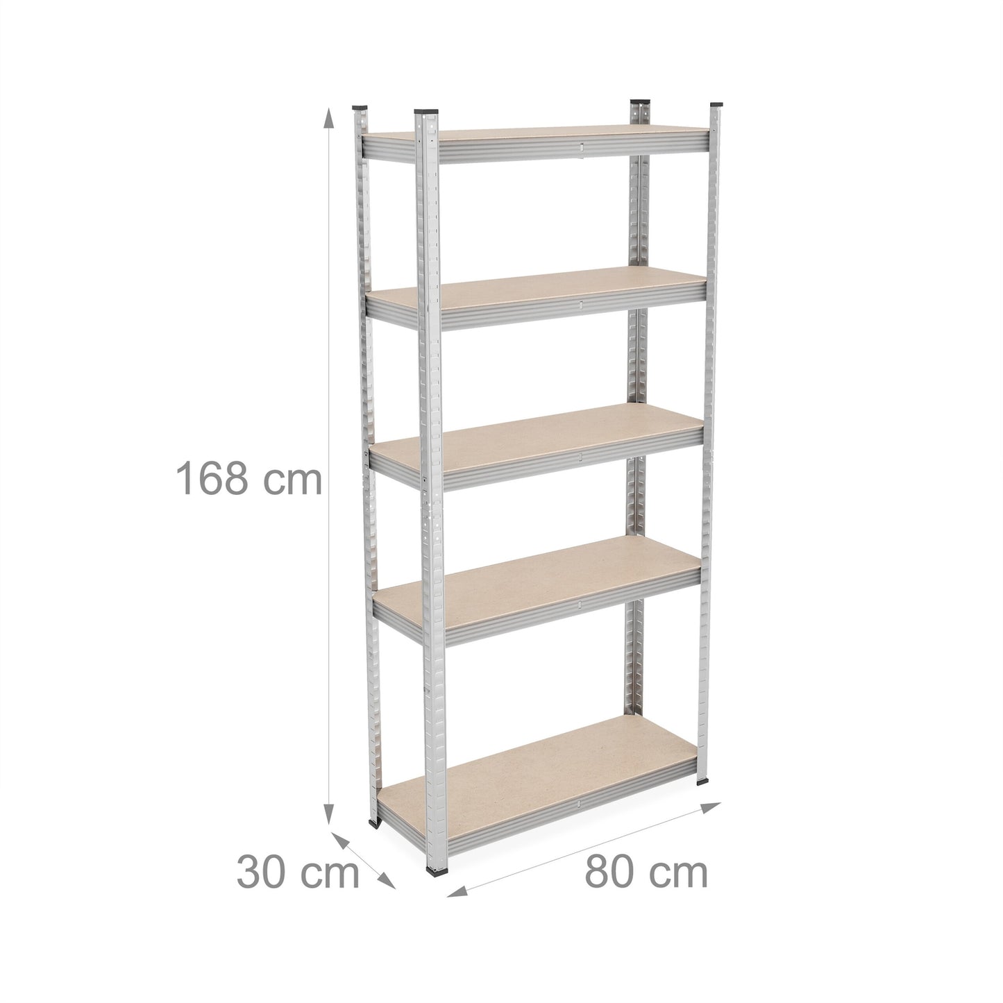 Galvanized shelves for heavy loads with 5 levels