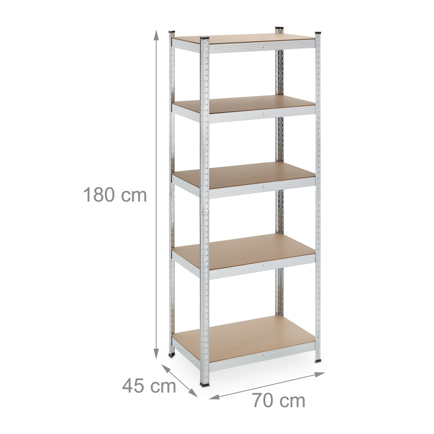 Galvanized shelves for heavy loads with 5 levels