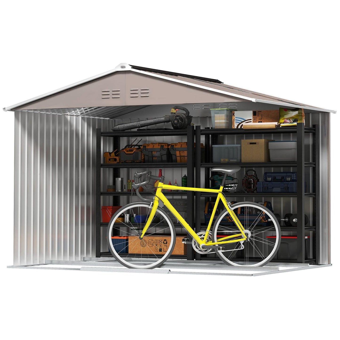 Tool shed in galvanized steel, 4.9 m², lockable and weatherproof