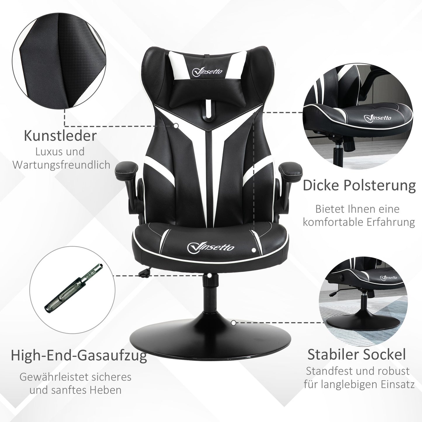 Ergonomic gaming chair, tilt function, height adjustable