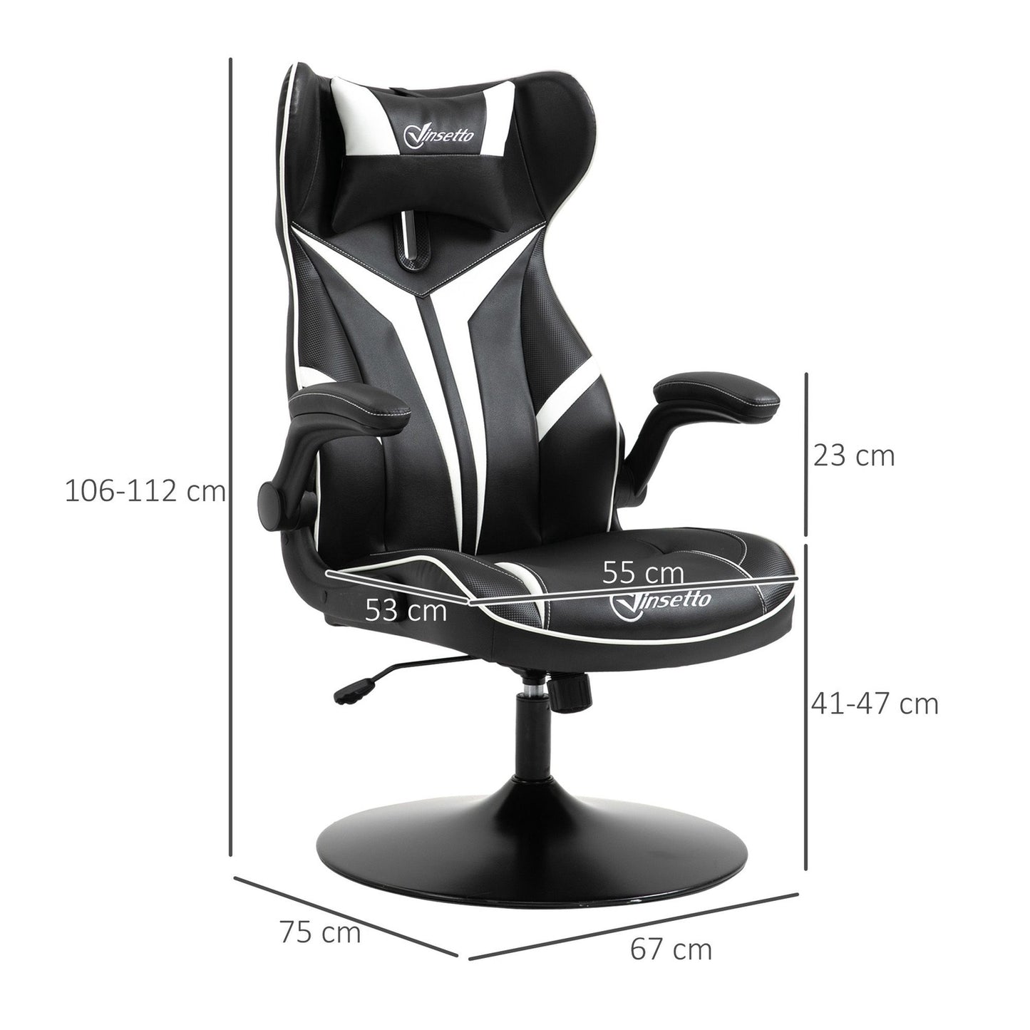 Ergonomic gaming chair, tilt function, height adjustable
